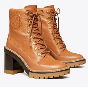 TORY BURCH MIXED-MATERIALS LUG SOLE BOOT / NEW
